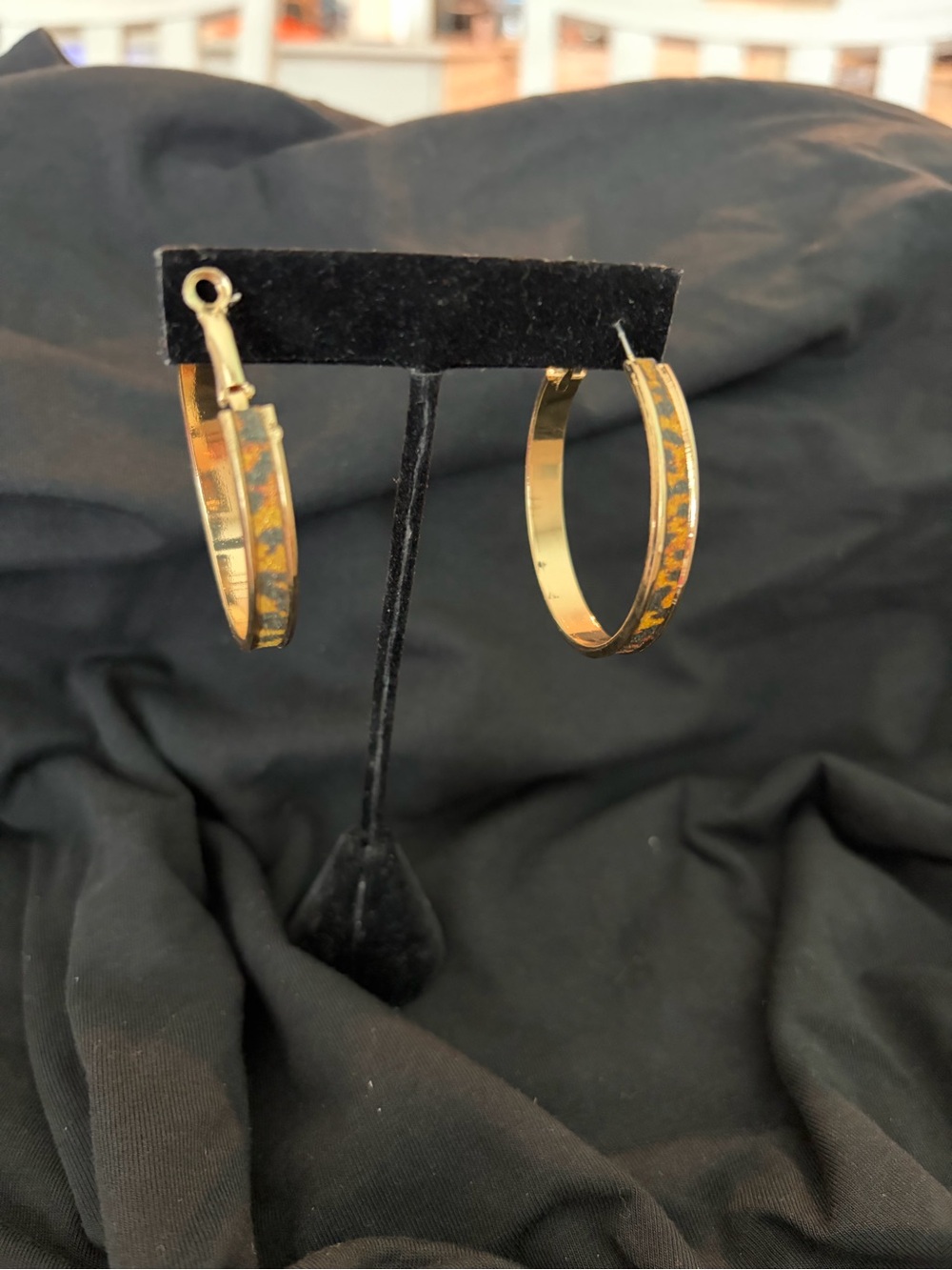 Gold Tone Animal Print Hoop Earrings - Women Jewelry
